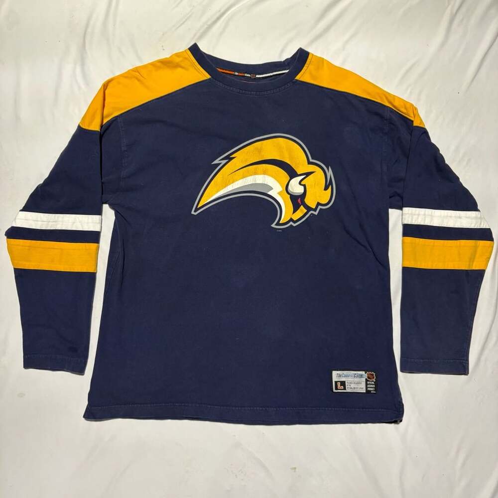 VTG Buffalo Sabres The Coolest Game Long Sleeve Shirt Size L Blue Y2K NHL